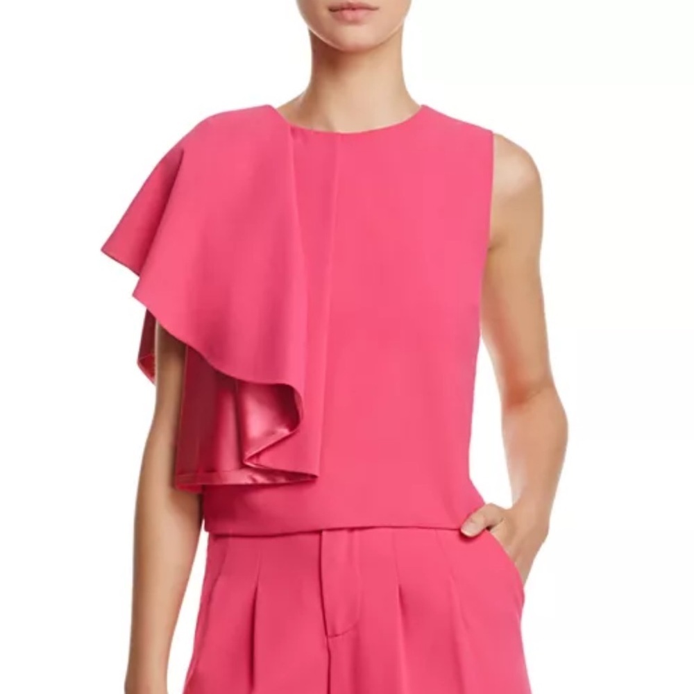 Alice and Olivia Marin Side Ruffle Crop Top